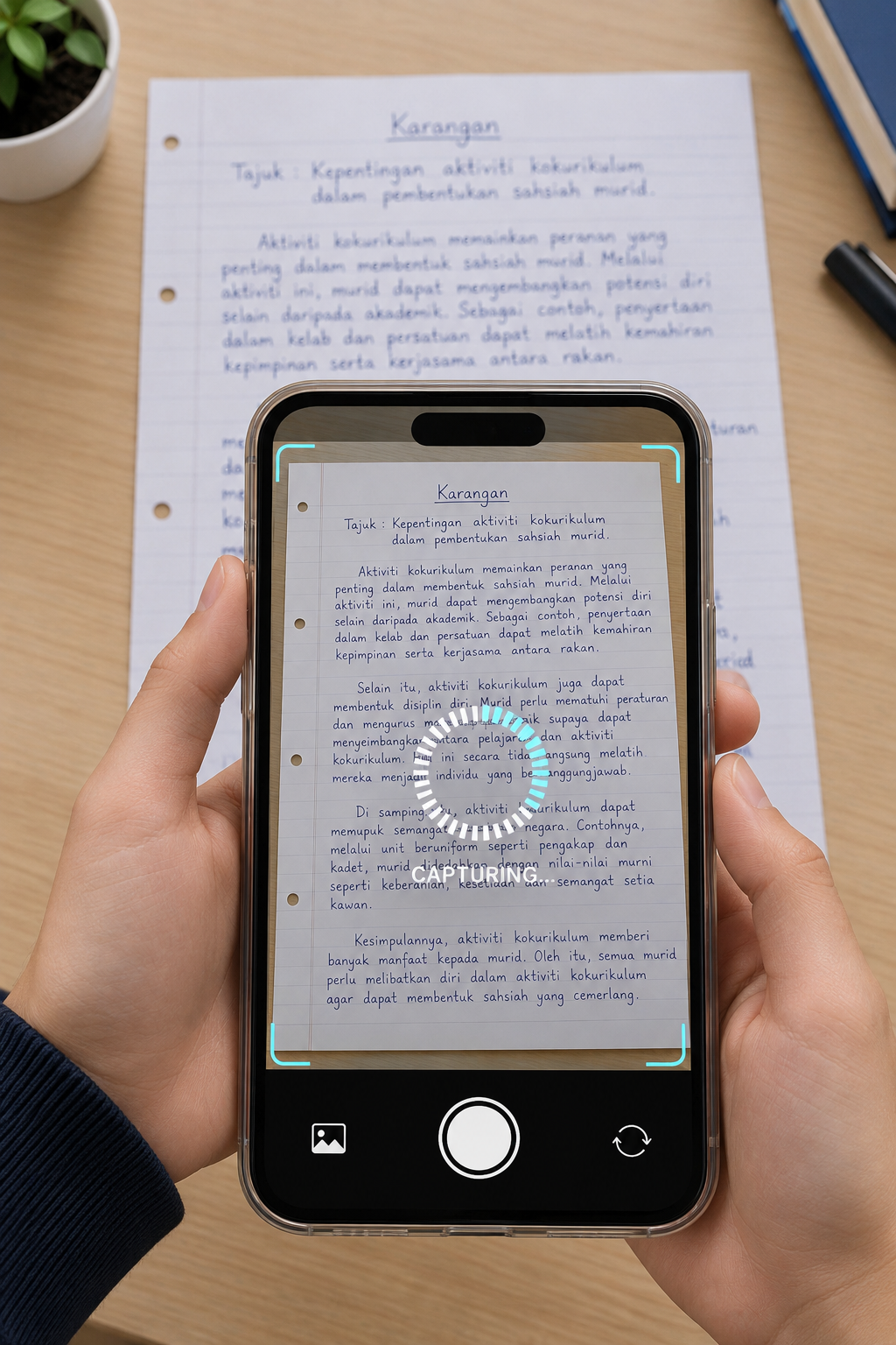 Taking and uploading a picture of an answer paper